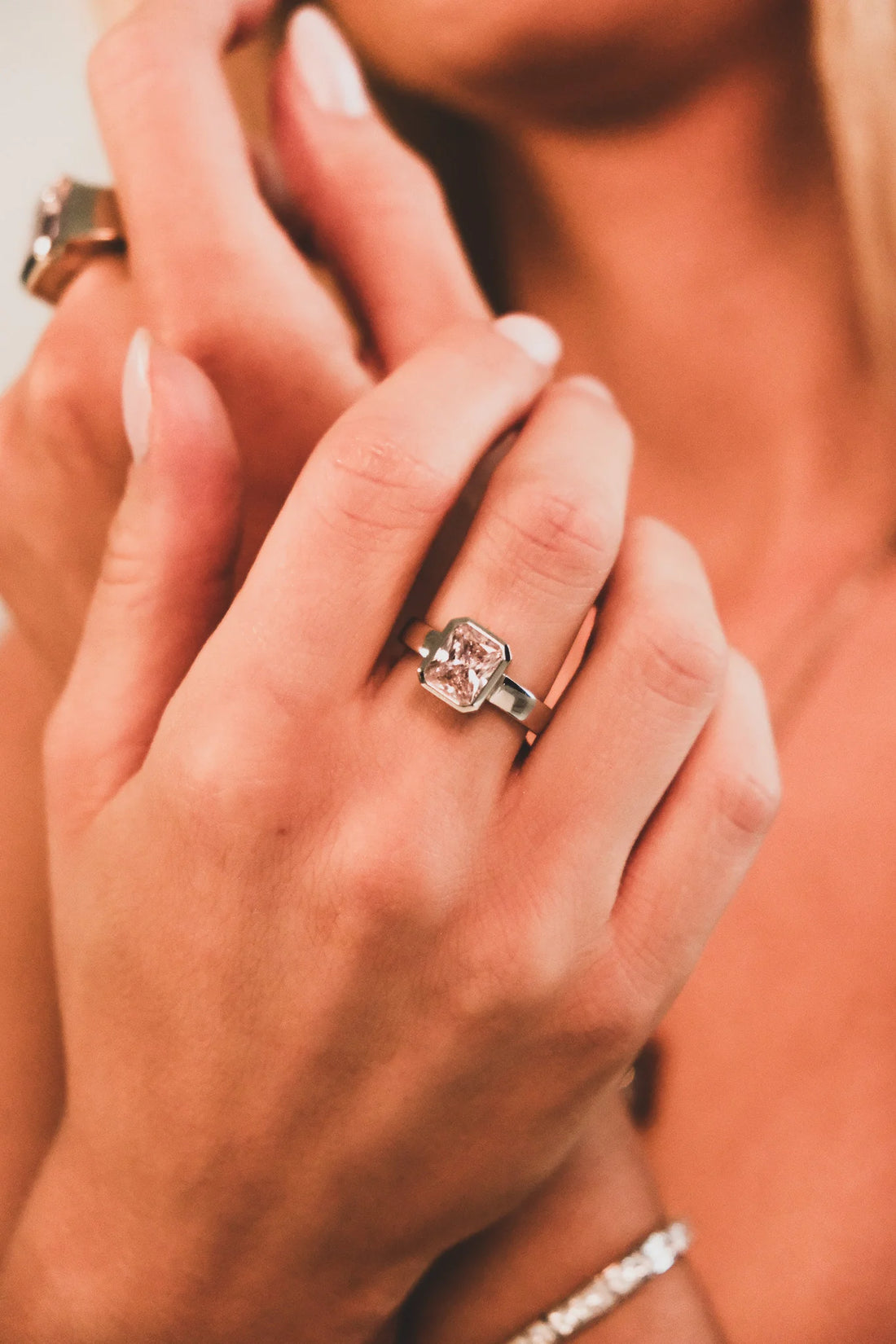 FATHER MIDI RING SILVER-WHITE