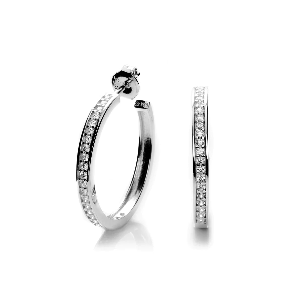 HOOP TENNIS EARRINGS SILVER-WHITE