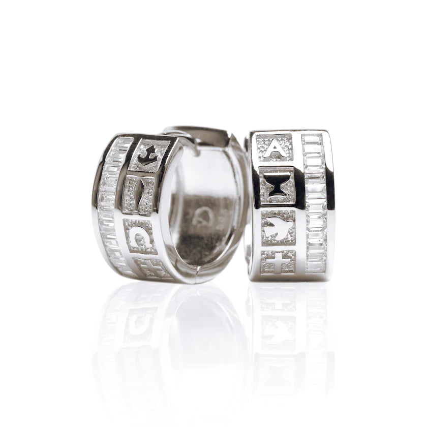 INFINITY DIVINE HOOP EARRINGS SILVER-WHITE