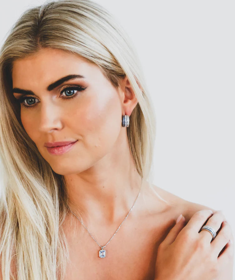 DAZZLE MIDI EARRINGS SILVER-FROST BLUE