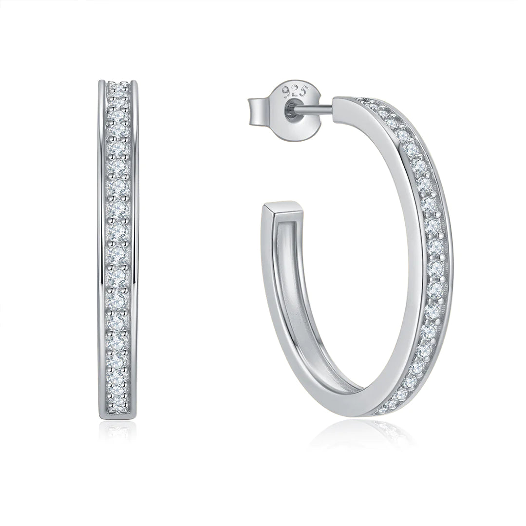 HOOP TENNIS EARRINGS SILVER-WHITE