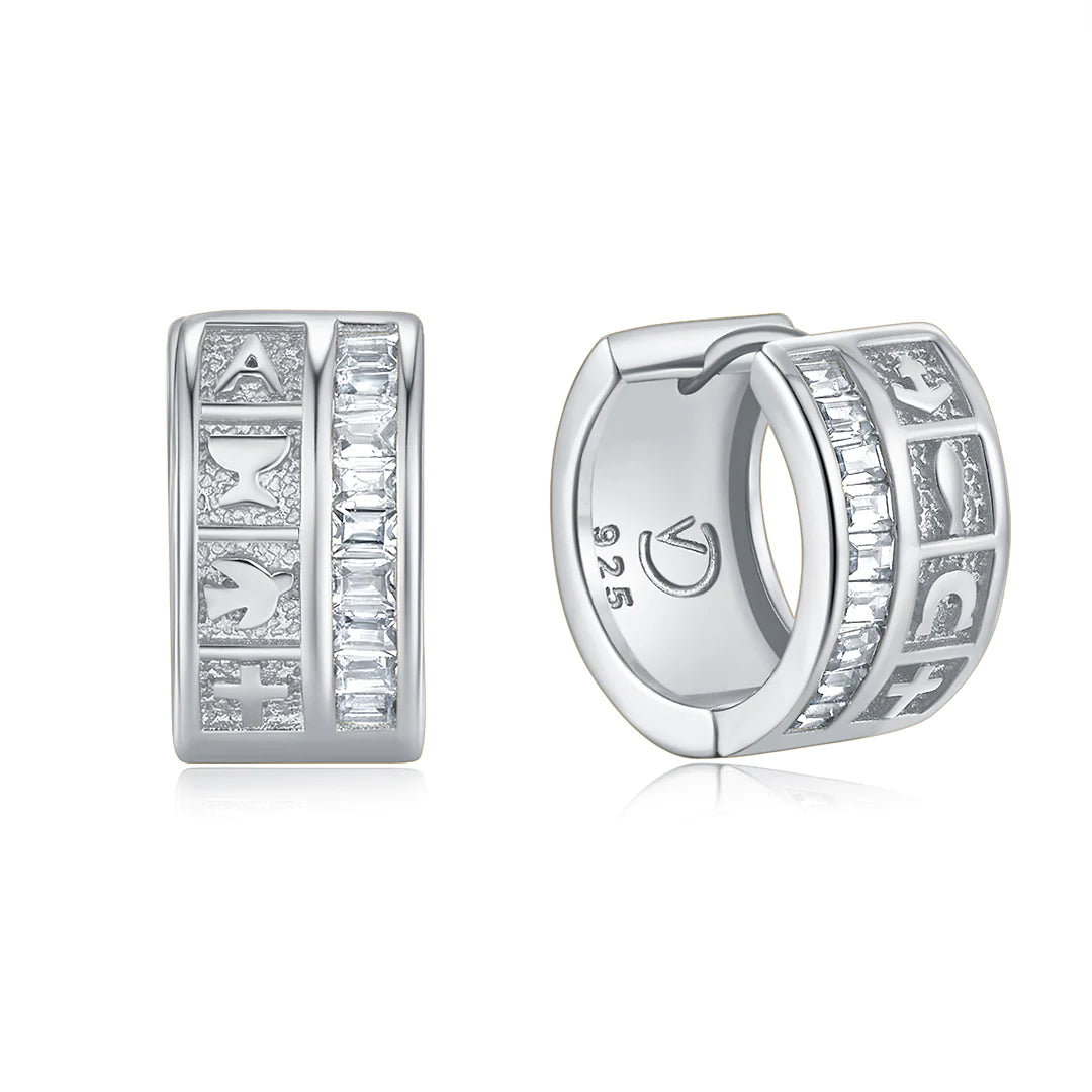 INFINITY DIVINE HOOP EARRINGS SILVER-WHITE