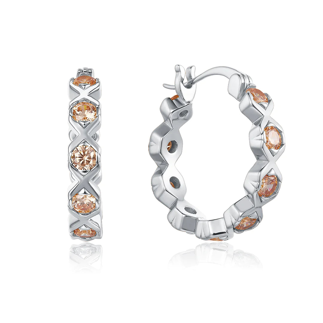 XO HOOP EARRINGS SILVER-CHAMPAGNE