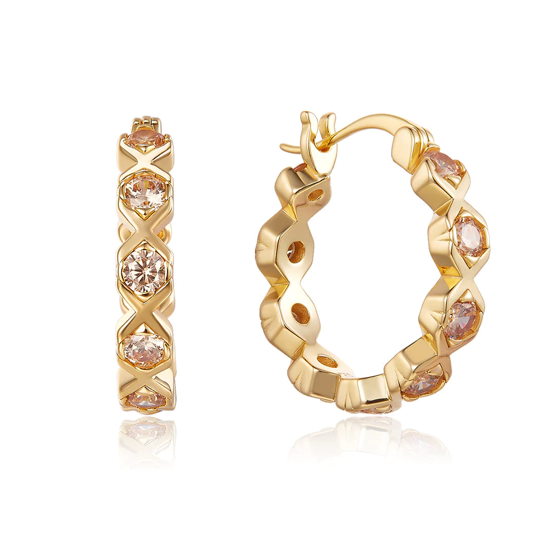 XO HOOP EARRINGS GOLD-CHAMPAGNE
