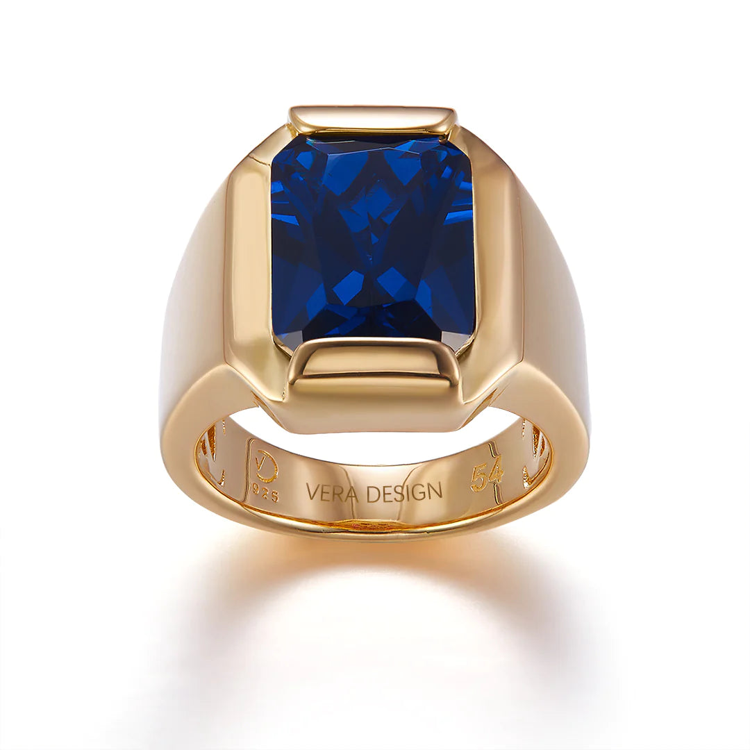 FATHER RING GOLD-BLUE