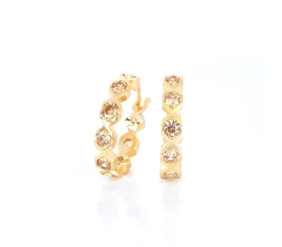 XO HOOP EARRINGS GOLD-CHAMPAGNE
