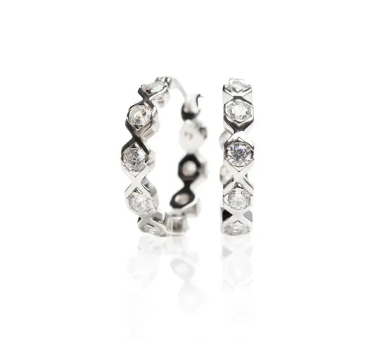 XO HOOP EARRINGS SILVER-WHITE