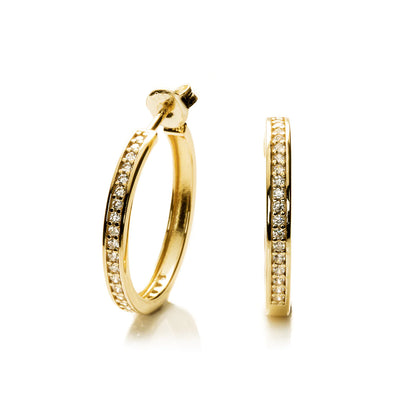 HOOP TENNIS EARRINGS GOLD-WHITE