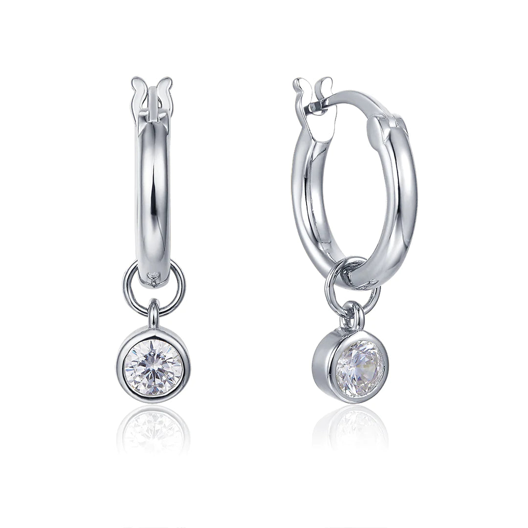 HOOP TINY DAZZLE EARRINGS SILVER-WHITE