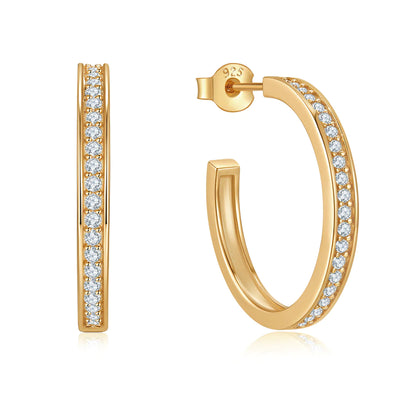 HOOP TENNIS EARRINGS GOLD-WHITE