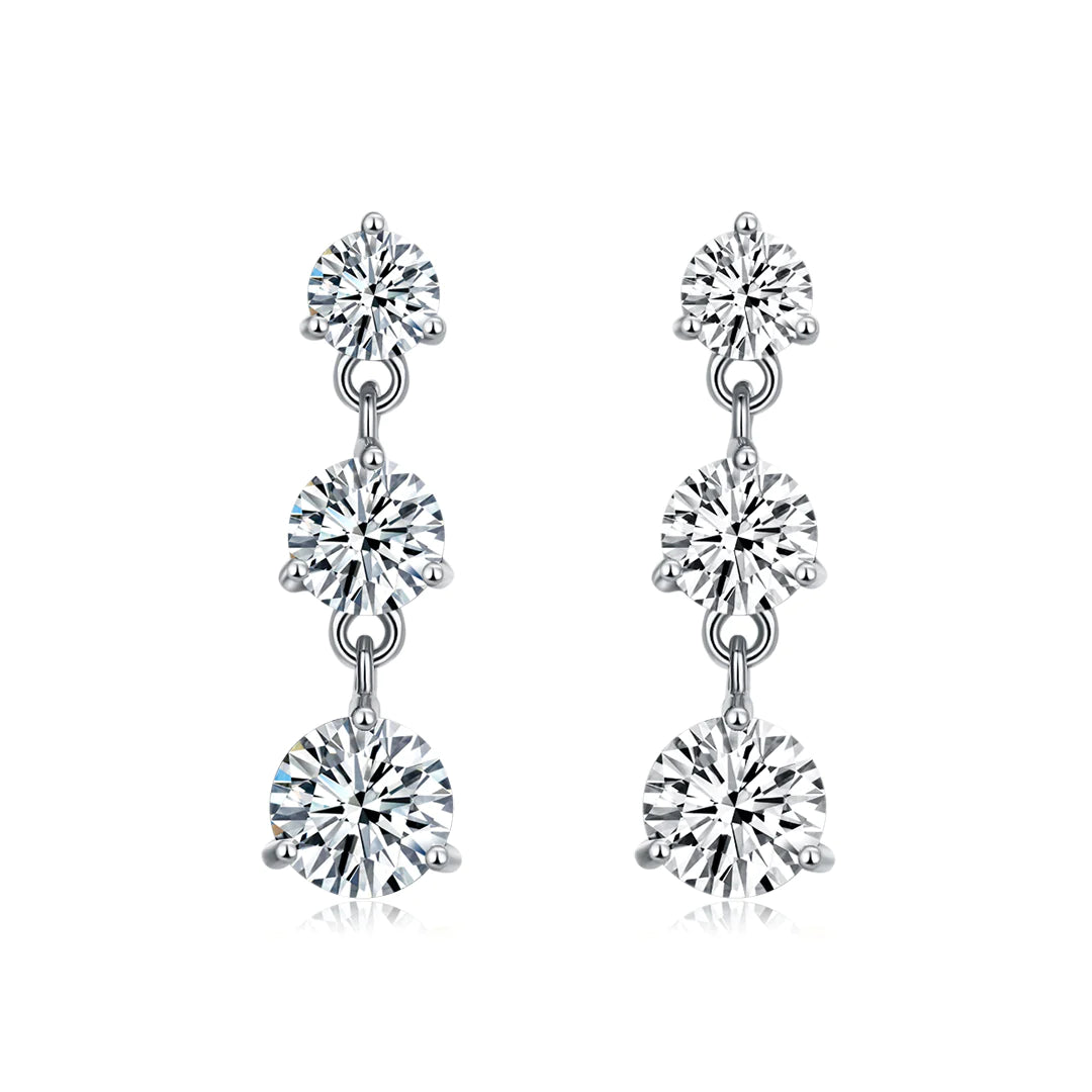 STUD PRINCESS EARRINGS SILVER-WHITE