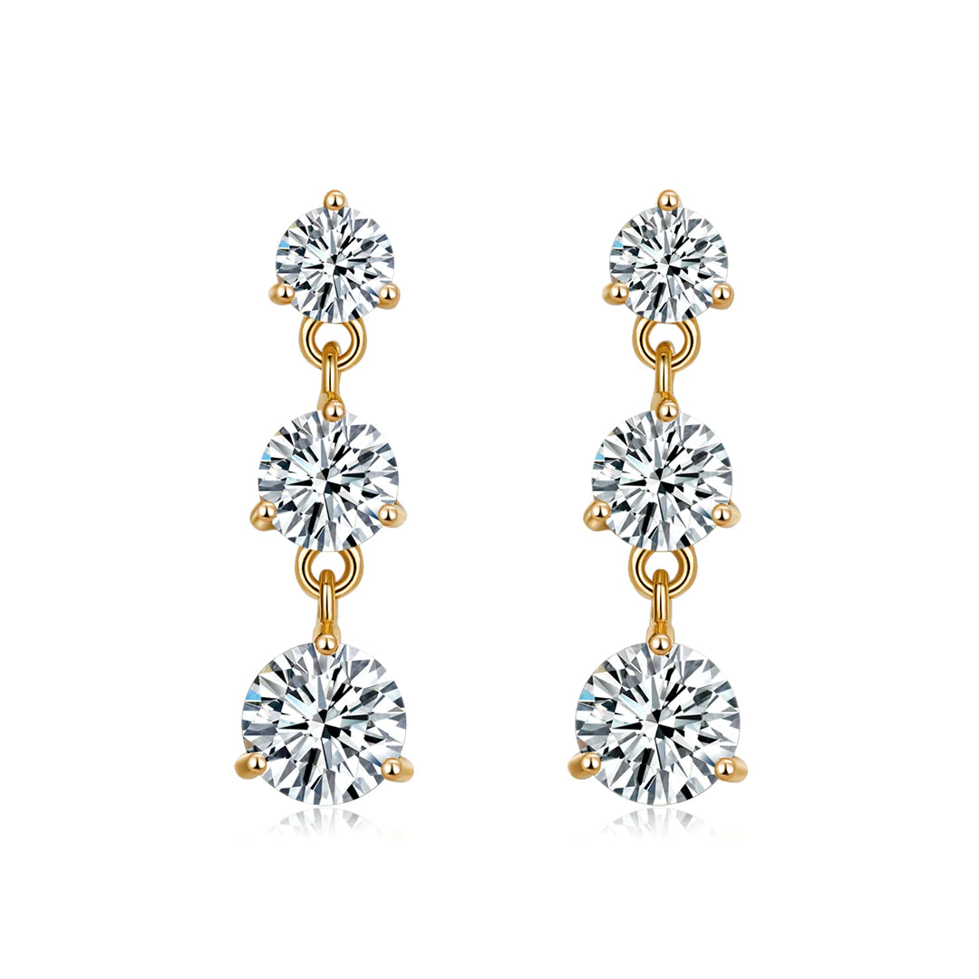 STUD PRINCESS EARRINGS GOLD-WHITE