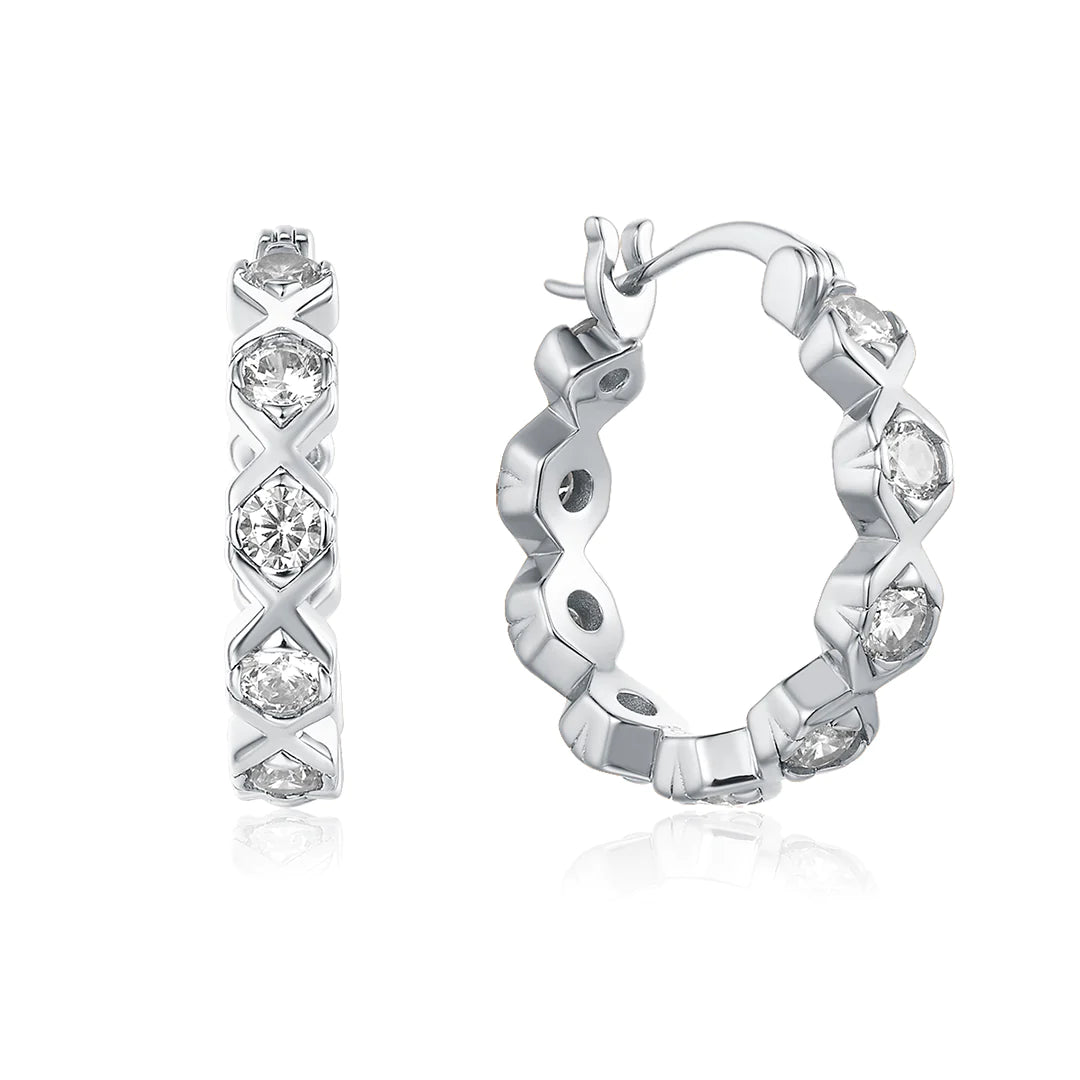 XO HOOP EARRINGS SILVER-WHITE