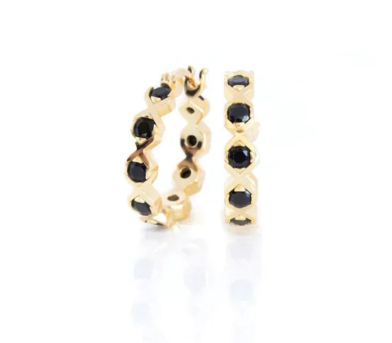 XO HOOP EARRINGS GOLD-BLACK