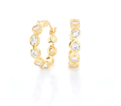 XO HOOP EARRINGS GOLD-WHITE