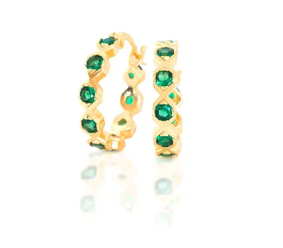 XO HOOP EARRINGS GOLD-GREEN